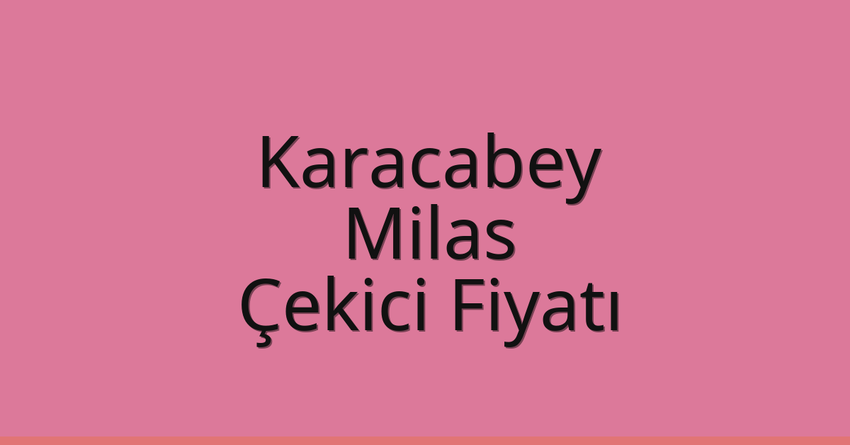 Karacabey – Milas Çekici Fiyatı
