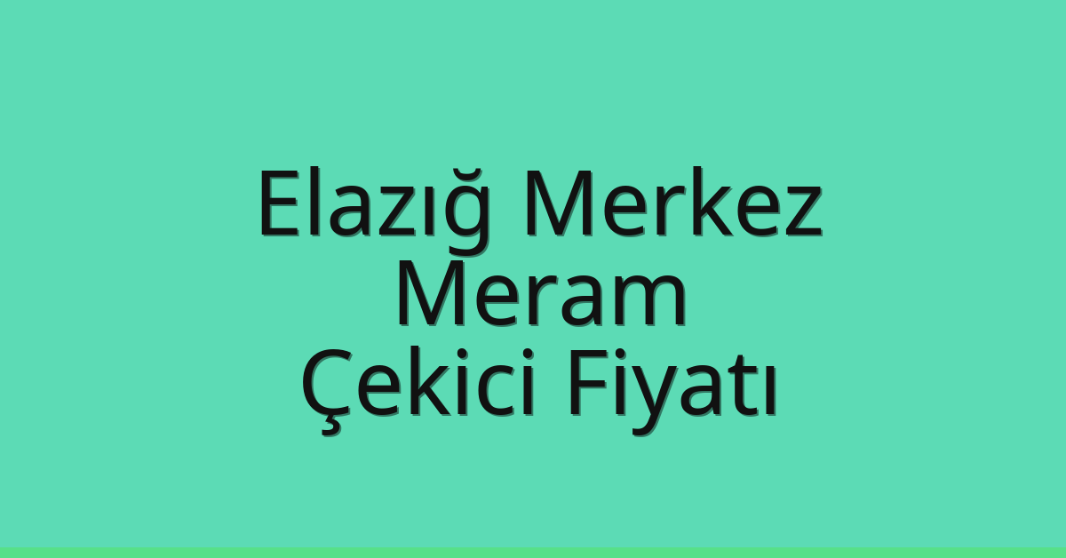 Elazığ Merkez – Meram Çekici Fiyatı