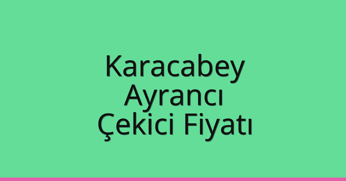 Karacabey – Ayrancı Çekici Fiyatı
