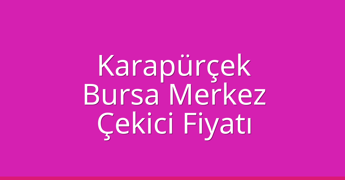 Karapürçek – Bursa Merkez Çekici Fiyatı