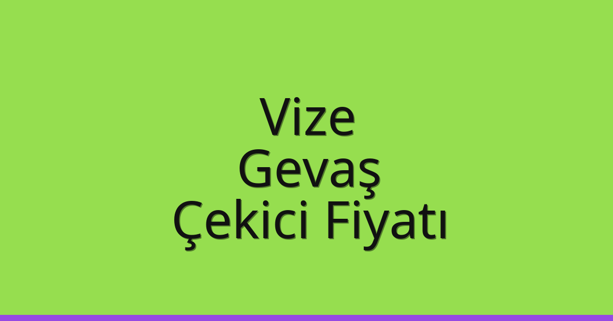 Vize – Gevaş Çekici Fiyatı