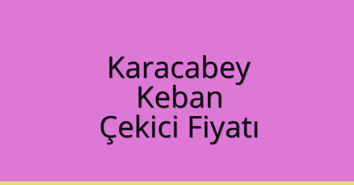 Karacabey – Keban Çekici Fiyatı