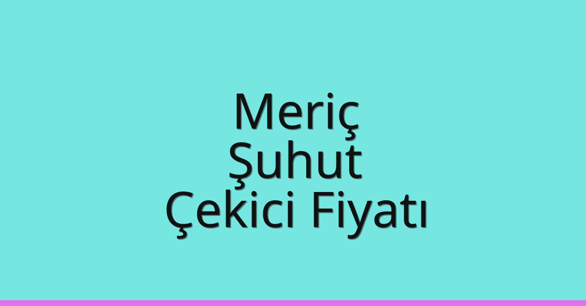 Meriç – Şuhut Çekici Fiyatı