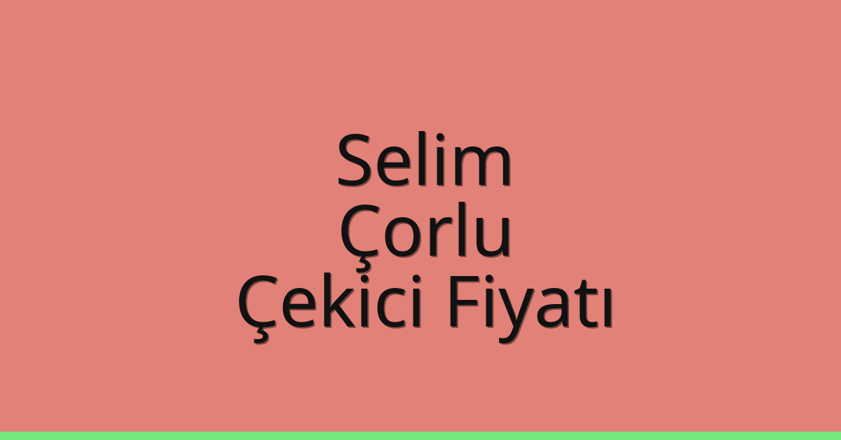 Selim – Çorlu Çekici Fiyatı
